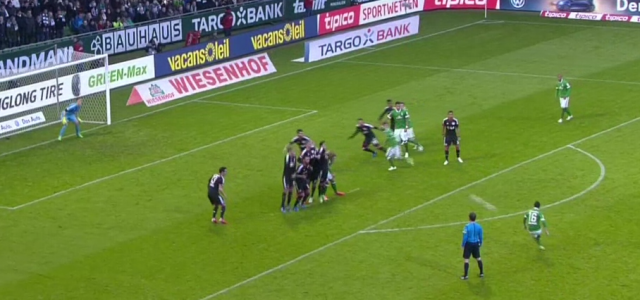 Zlatko Junuzovic mit einem Superfreistoß zum 2:0 gegen Bayer Leverkusen