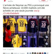 An nur einem Tag: PSG verkauft 10.000 Neymar-Trikots