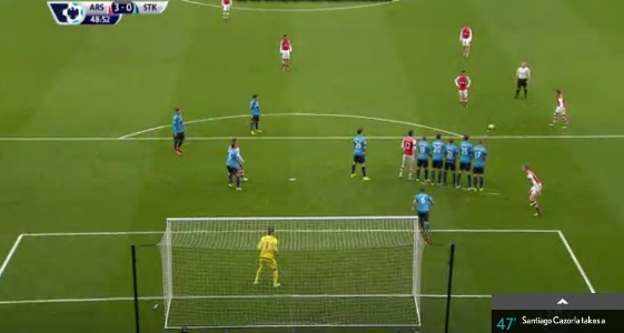 Kurioses Freistoßtor von Alexis Sanchez (Arsenal) gegen Stoke City