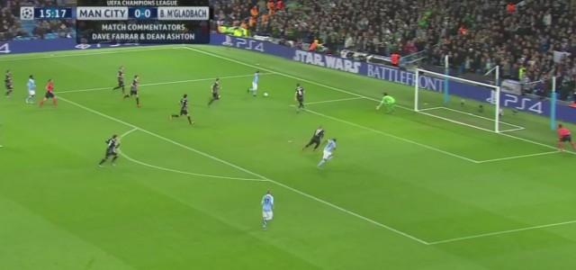 Staubtrocken: David Silva trifft zum 1:0 für Manchester City gegen Mönchengladbach